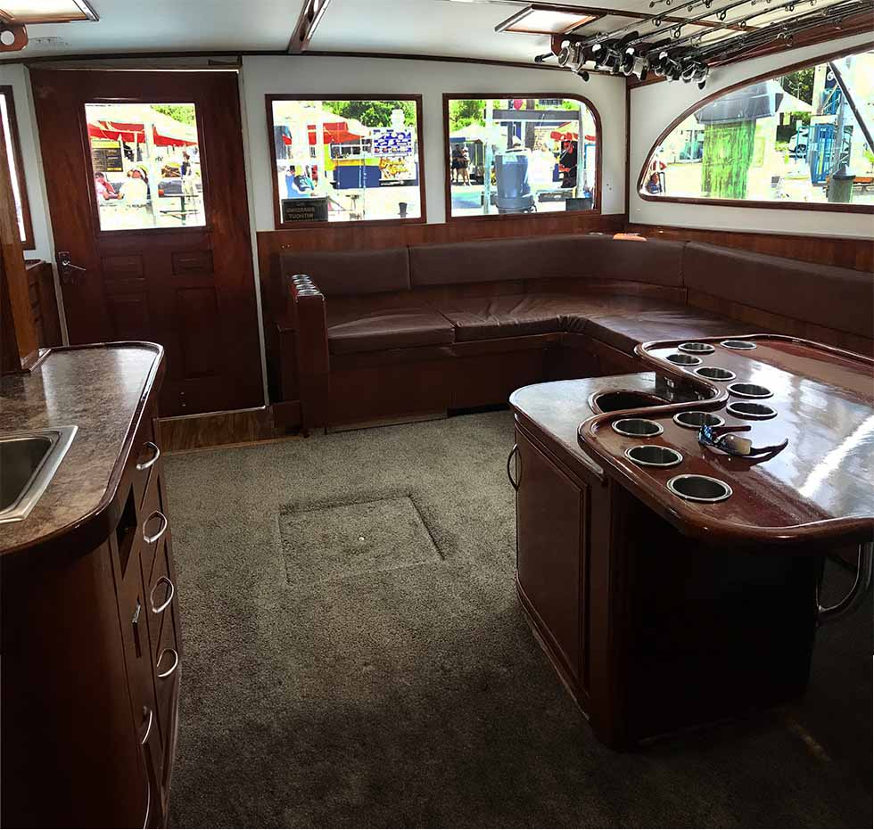 The cabin of the Finest Kind Charter Boat