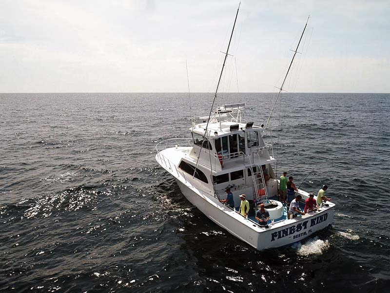 The Finest Kind Charter Boat at sea with passengers, Destin Fl.